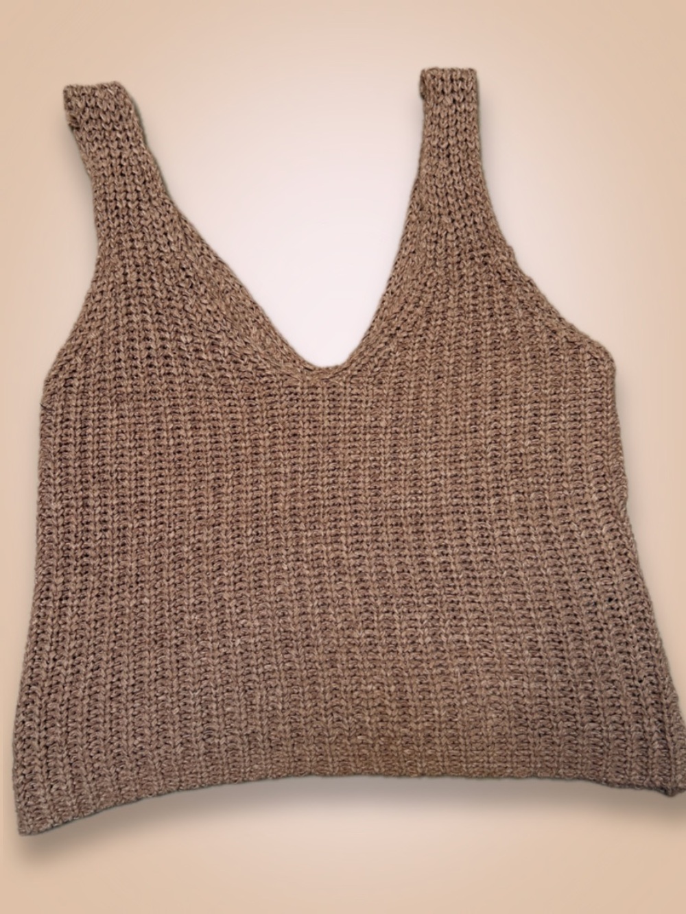 Stretchy Tan Knit Cropped Boho Tank Top
